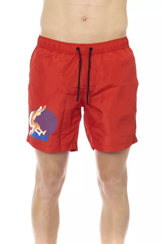 Red Polyester Men Swim Short - SEHABRANDS