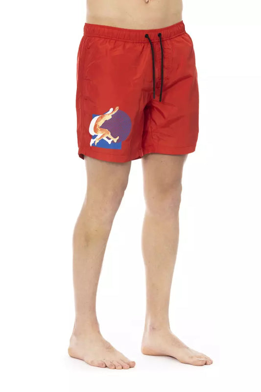 Red Polyester Men Swim Short - SEHABRANDS