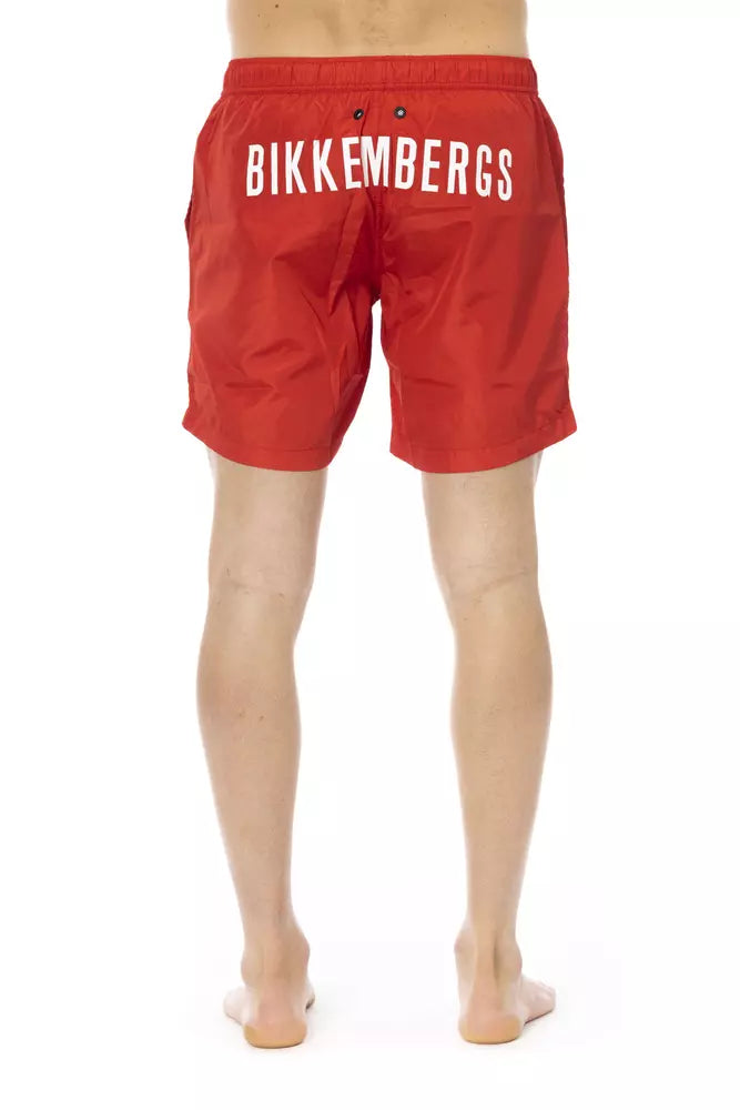 Red Polyester Men Swim Short - SEHABRANDS