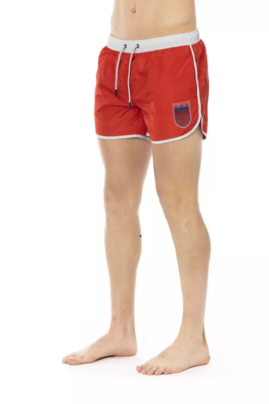 Red Polyester Men Swim Short - SEHABRANDS