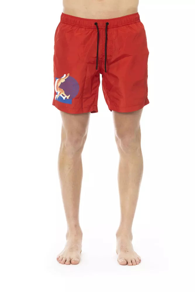 Red Polyester Men Swim Short - SEHABRANDS