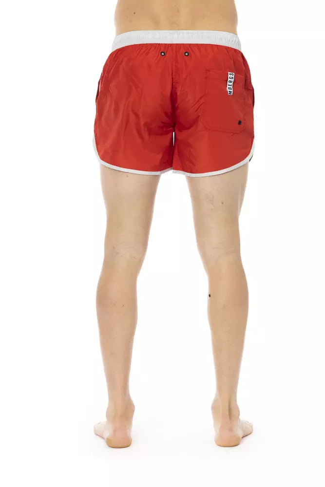 Red Polyester Men Swim Short - SEHABRANDS