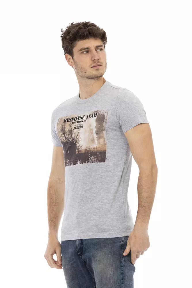 Gray Cotton Mens TShirt - SEHABRANDS