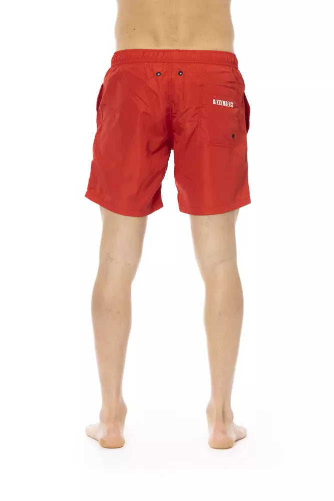 Red Polyester Men Swim Short - SEHABRANDS