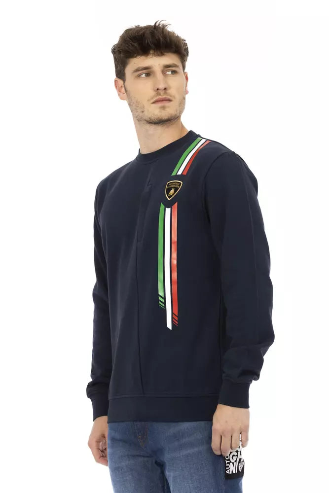 Blue Cotton Men Sweater - SEHABRANDS