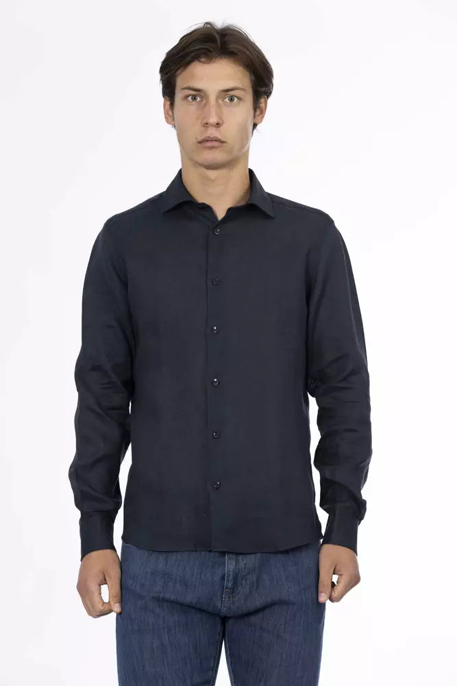 Blue Linen Men Shirt - SEHABRANDS