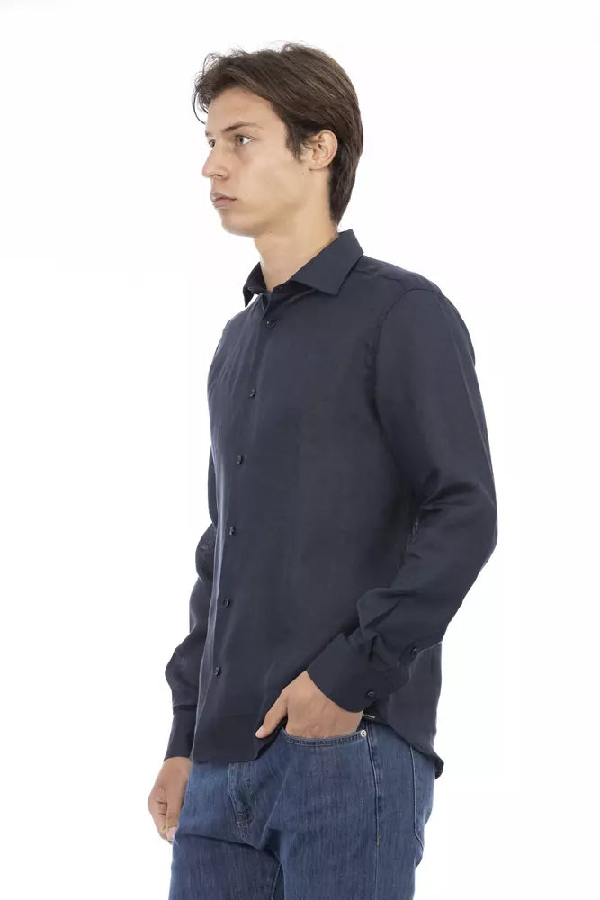 Blue Linen Men Shirt - SEHABRANDS