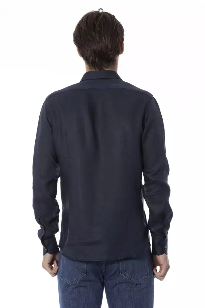 Blue Linen Men Shirt - SEHABRANDS