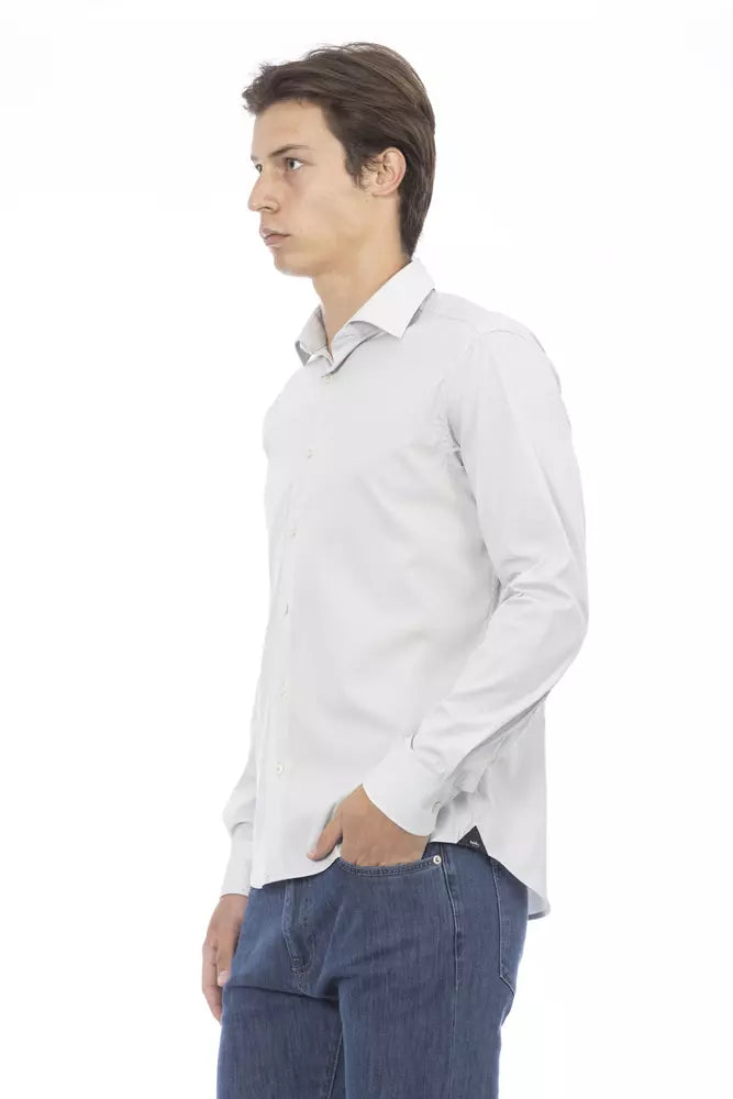 Gray Cotton Men Shirt - SEHABRANDS