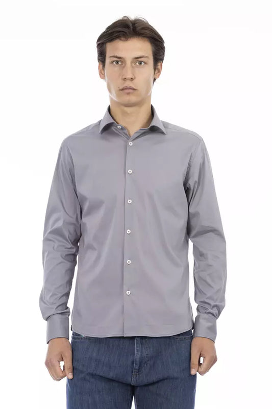 Gray Cotton Men Shirt - SEHABRANDS