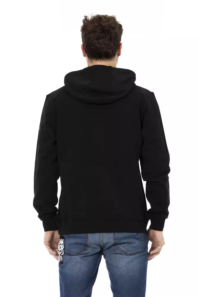 Black Cotton Men Sweater with Hood - SEHABRANDS