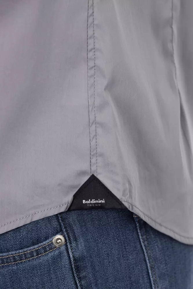 Gray Cotton Men Shirt - SEHABRANDS