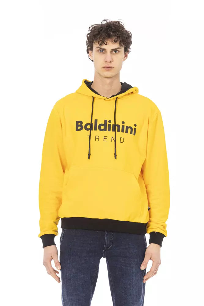 Yellow Cotton Men Hoodie - SEHABRANDS