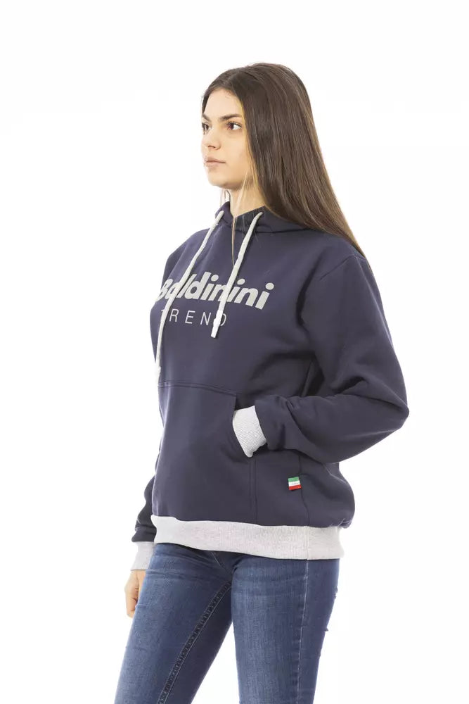 Blue Cotton Women Hoodie - SEHABRANDS