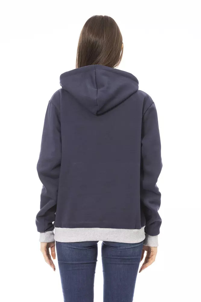 Blue Cotton Women Hoodie - SEHABRANDS