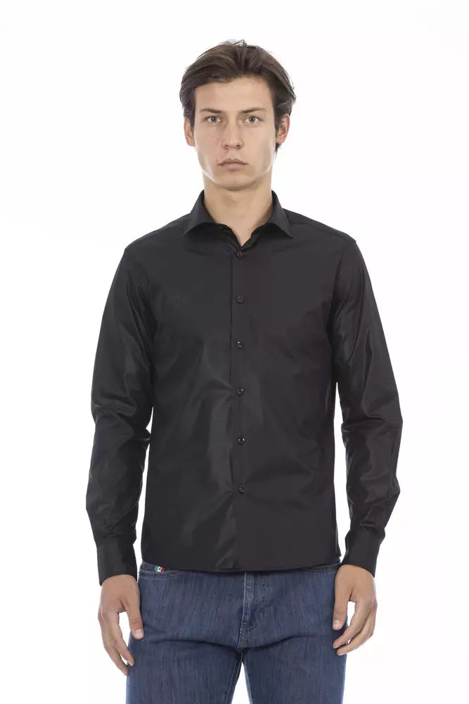 Black Polyester Men Shirt - SEHABRANDS