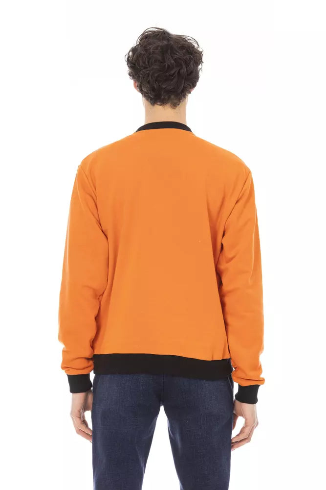 Orange Cotton Men Sweater - SEHABRANDS