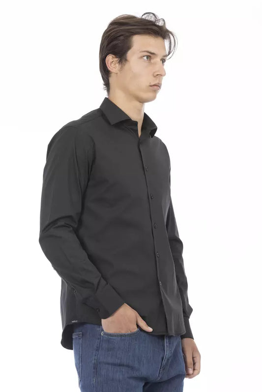 Gray Cotton Men Shirt - SEHABRANDS