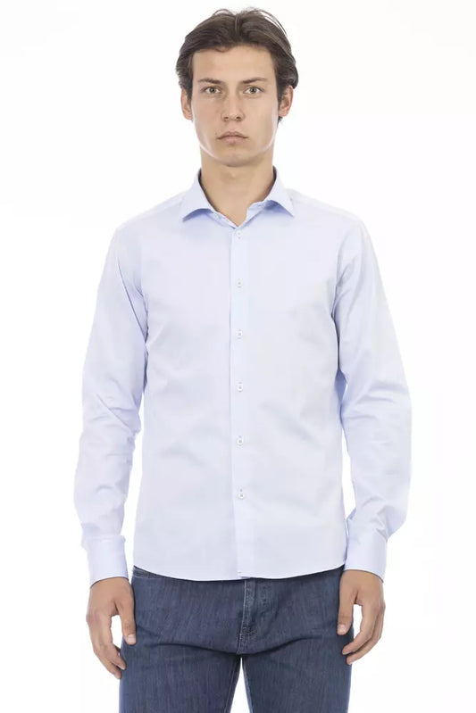 Light Blue Cotton Men Shirt - SEHABRANDS