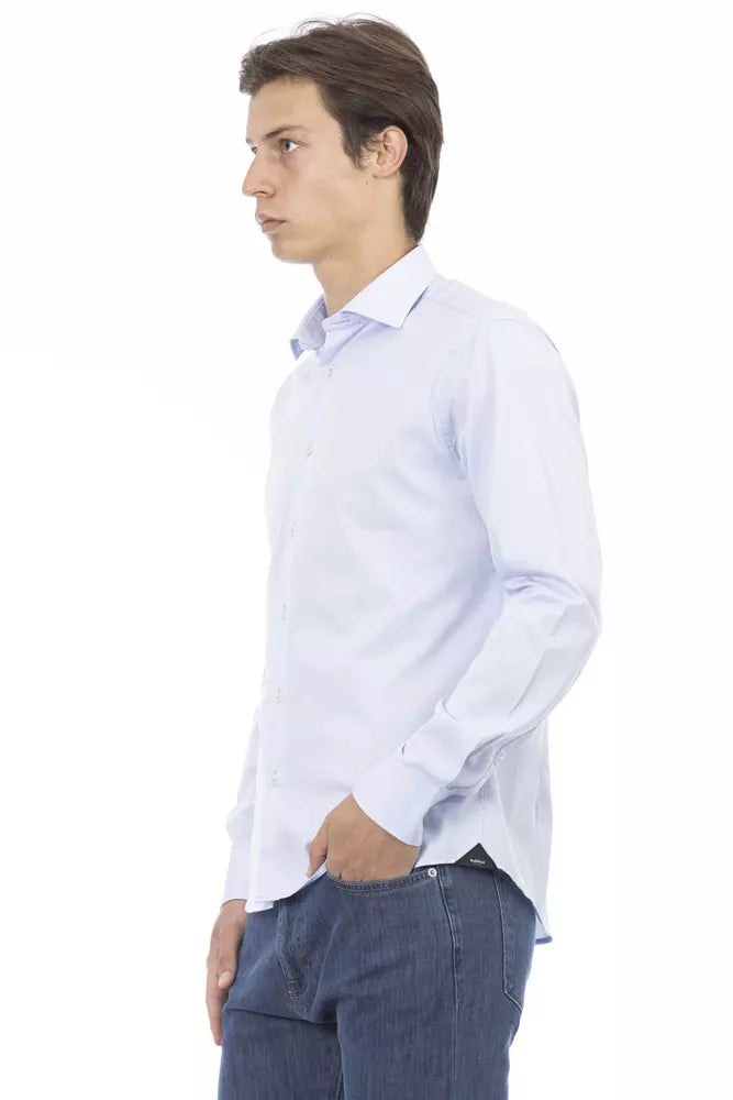 Light Blue Cotton Men Shirt - SEHABRANDS