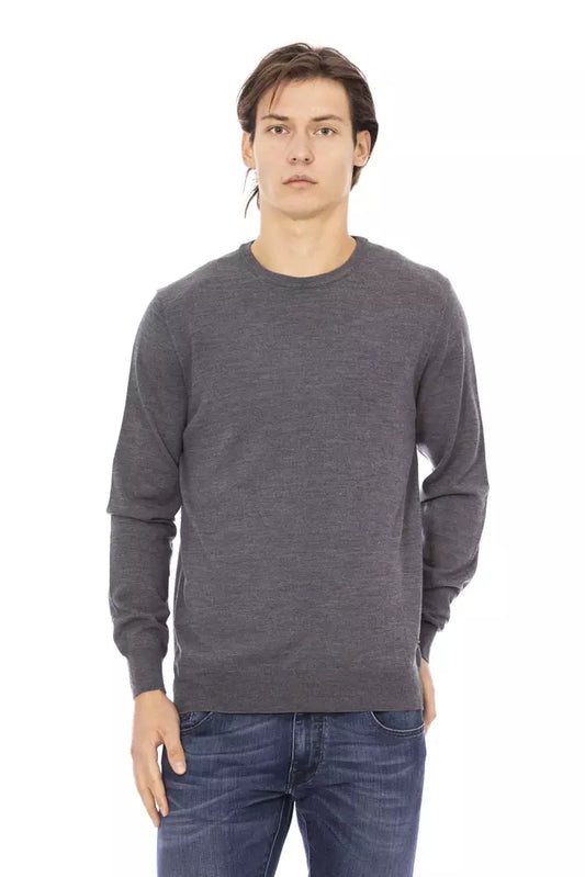 Gray Fabric Men Sweater - SEHABRANDS