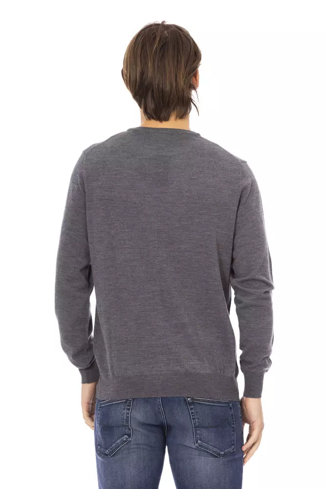 Gray Fabric Men Sweater - SEHABRANDS