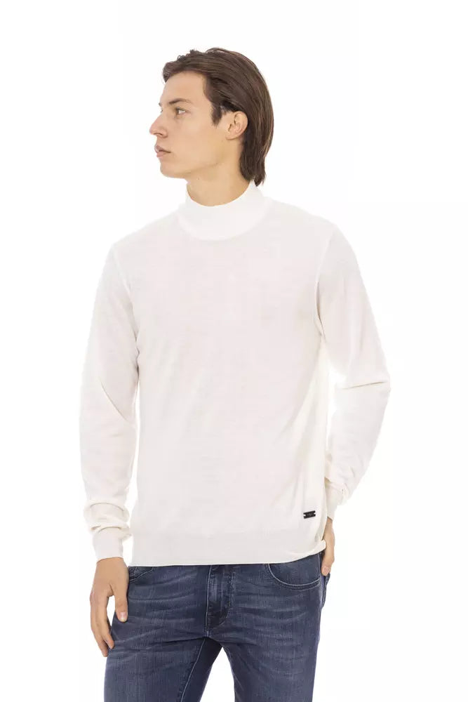 White Fabric Men's Turtleneck Sweater - SEHABRANDS