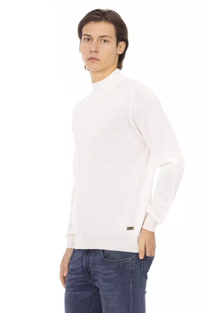 White Fabric Men's Turtleneck Sweater - SEHABRANDS