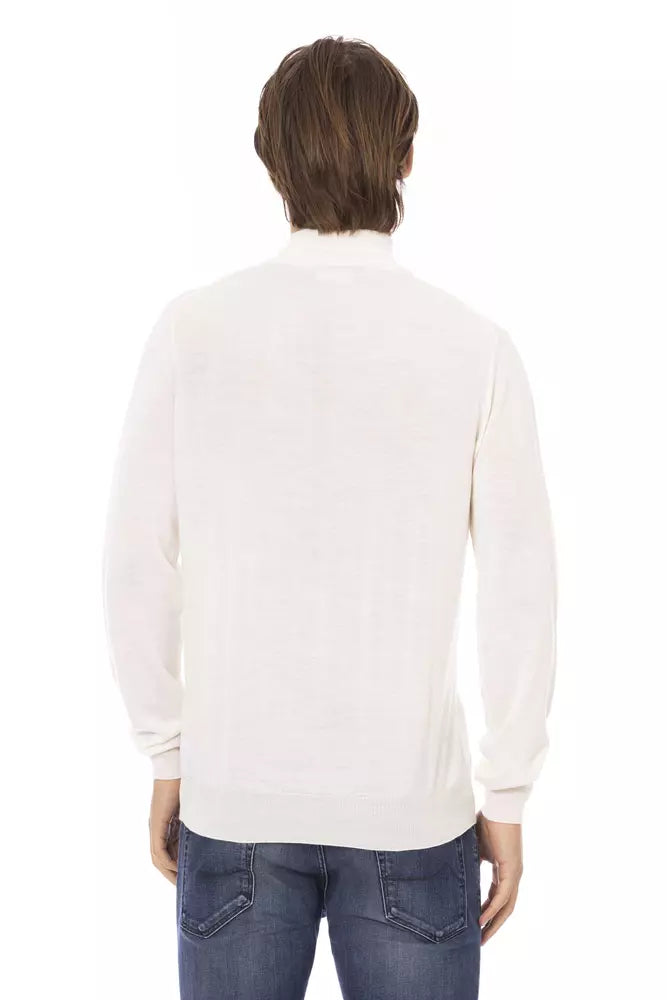 White Fabric Men's Turtleneck Sweater - SEHABRANDS