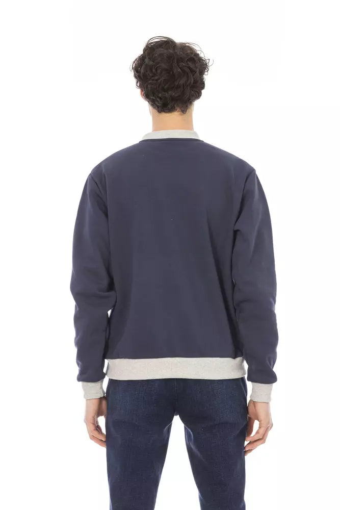 Blue Cotton Men Sweater - SEHABRANDS