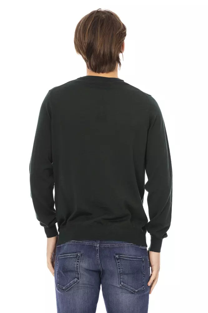 Green Fabric Men Sweater - SEHABRANDS