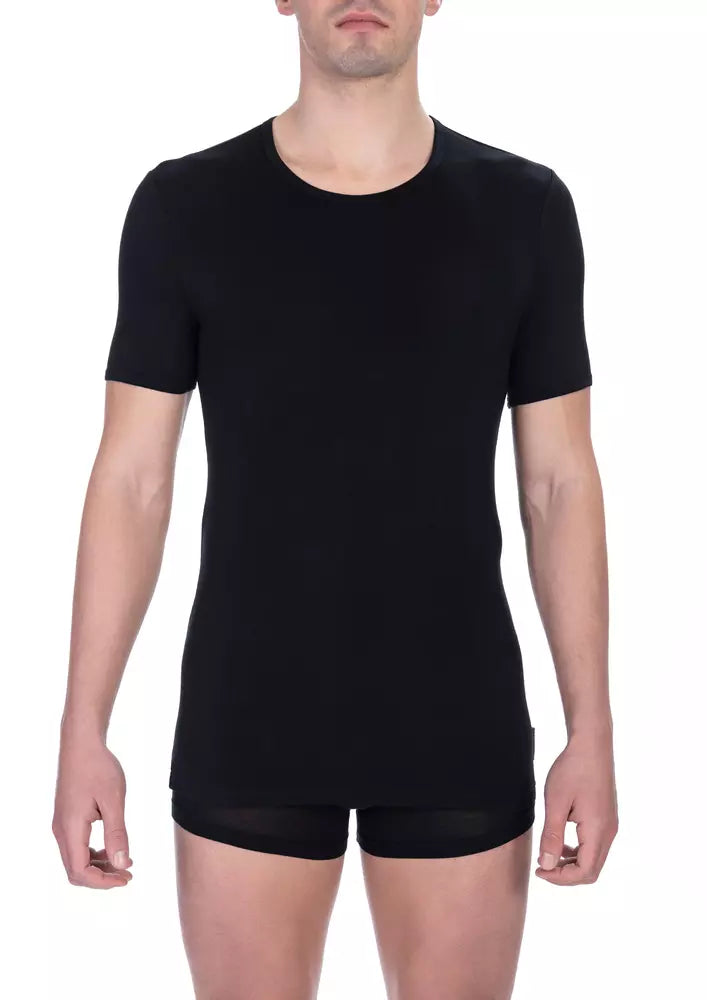 Black Viscose Men T-Shirt - SEHABRANDS