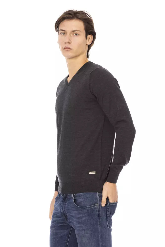 Gray Fabric Men Sweater - SEHABRANDS