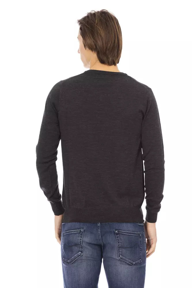 Gray Fabric Men Sweater - SEHABRANDS