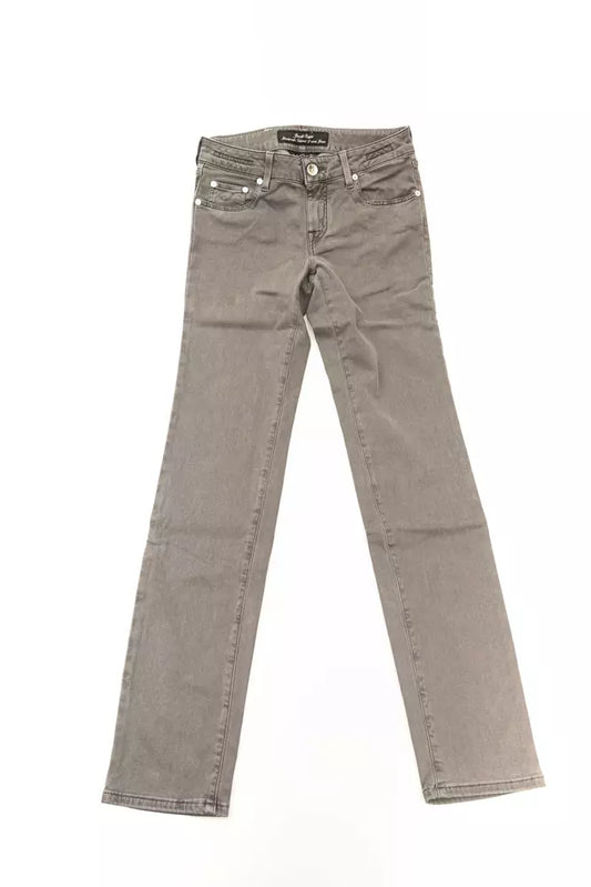 Gray Cotton-Blend Women Jeans - SEHABRANDS