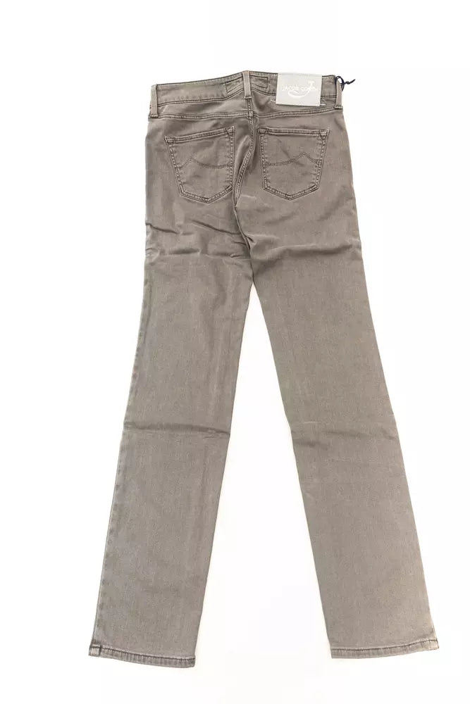 Gray Cotton-Blend Women Jeans - SEHABRANDS