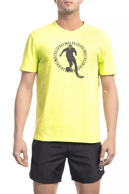 Yellow Cotton Men T-Shirt - SEHABRANDS