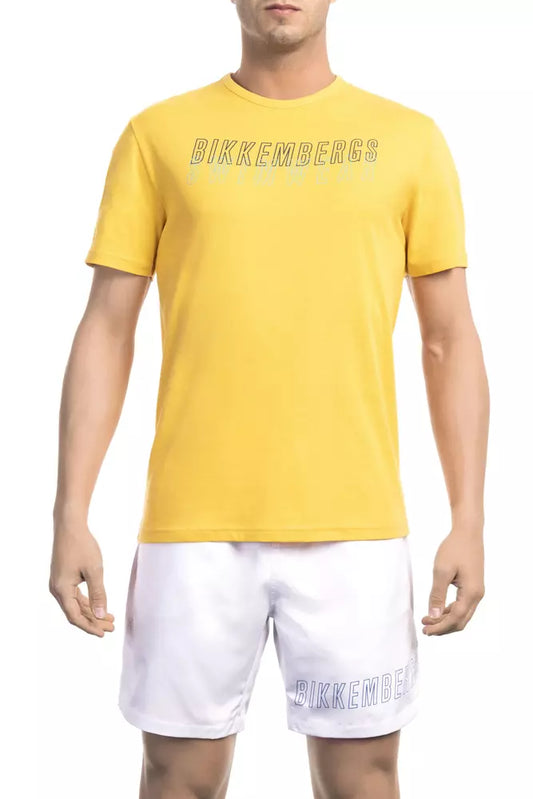 Yellow Cotton Men T-Shirt - SEHABRANDS