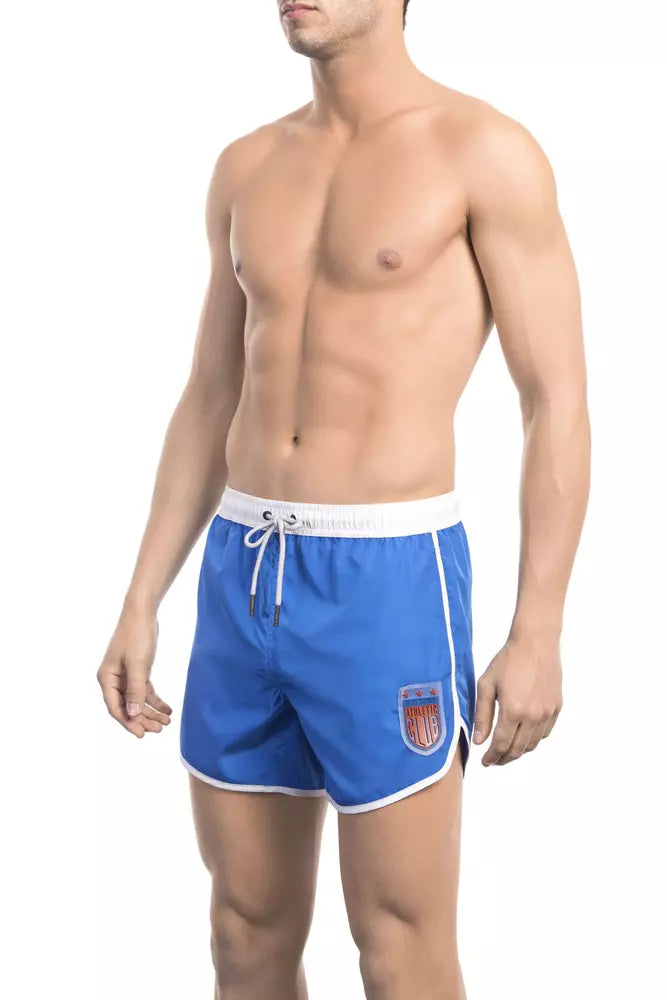 Blue Polyester Mens Swim Short - SEHABRANDS