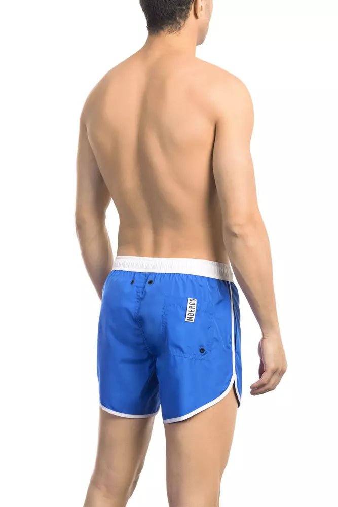 Blue Polyester Mens Swim Short - SEHABRANDS