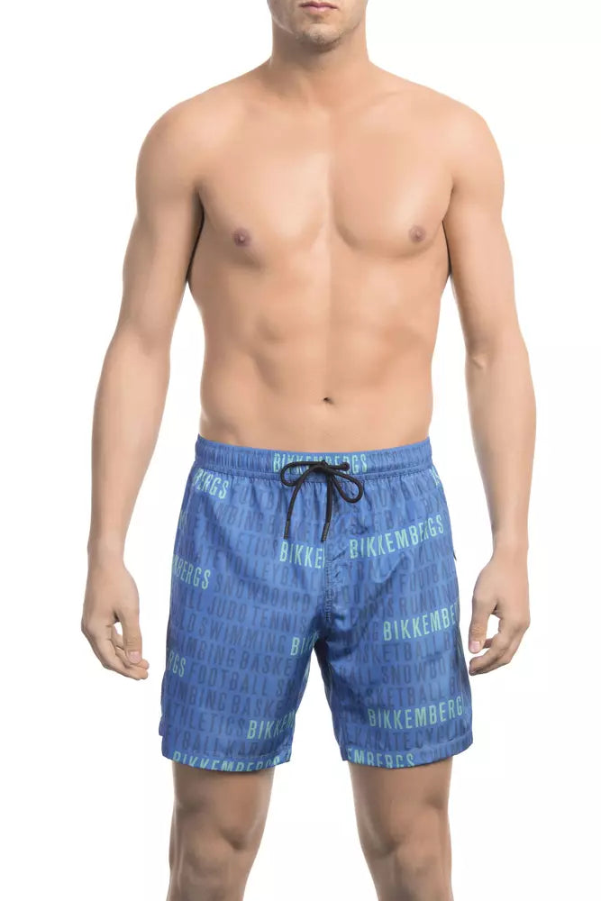 Blue Polyester Men Swim Shorts - SEHABRANDS