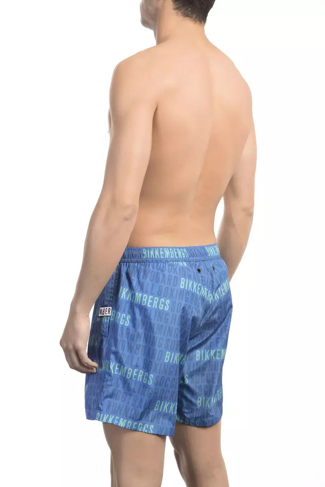 Blue Polyester Men Swim Shorts - SEHABRANDS