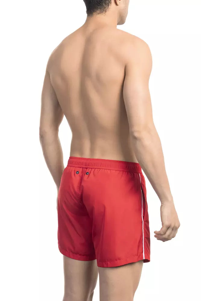 Red Polyester Men Swim Short - SEHABRANDS