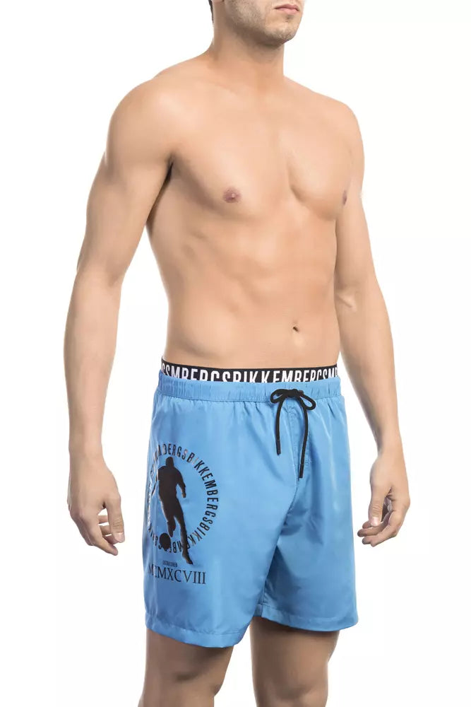 Light Blue Polyester Men Swim Short - SEHABRANDS