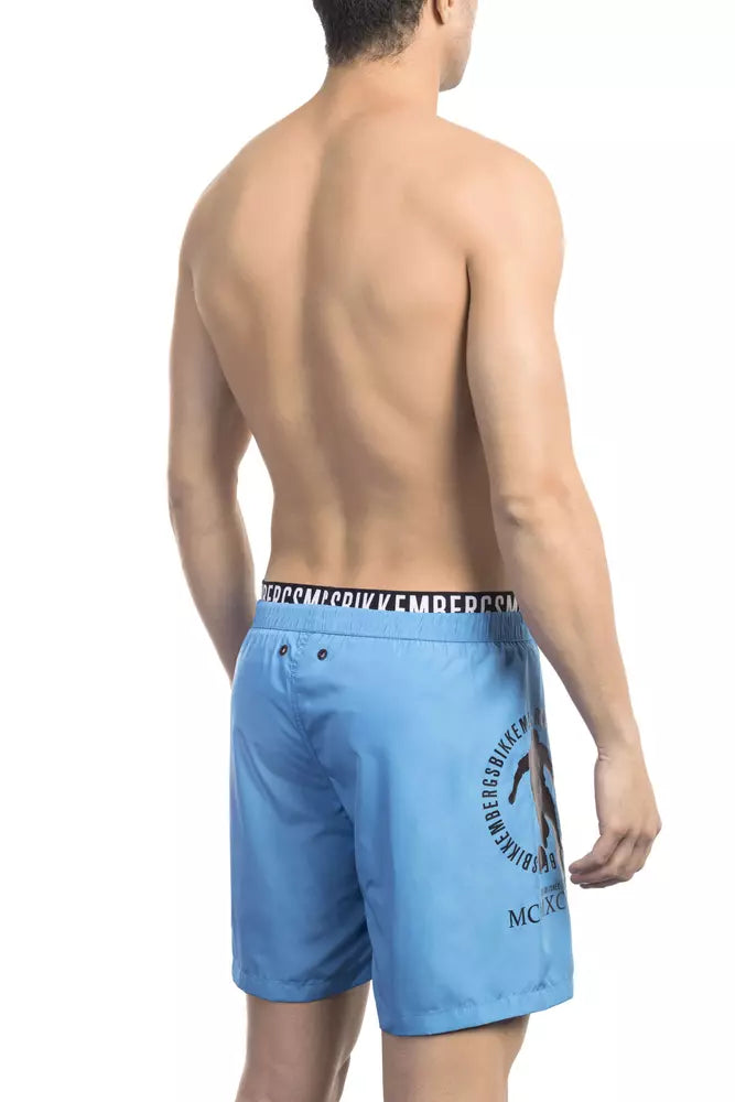 Light Blue Polyester Men Swim Short - SEHABRANDS