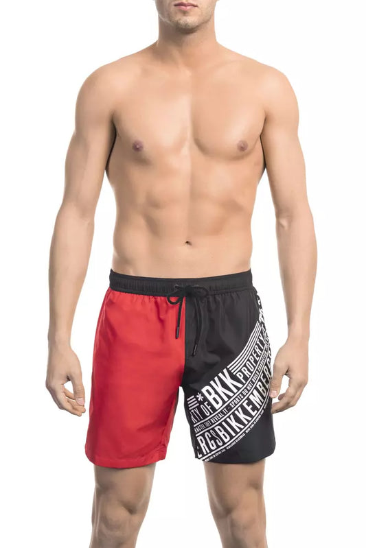 Red Polyester Men Swim Short - SEHABRANDS