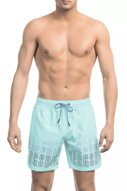 Light Blue Polyester Men Swim Short - SEHABRANDS