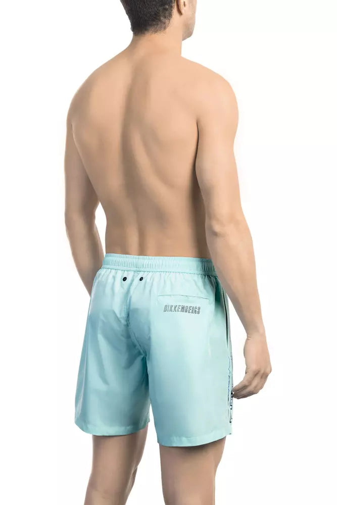 Light Blue Polyester Men Swim Short - SEHABRANDS