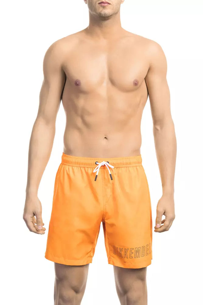 Orange Polyester Men Swim Short - SEHABRANDS