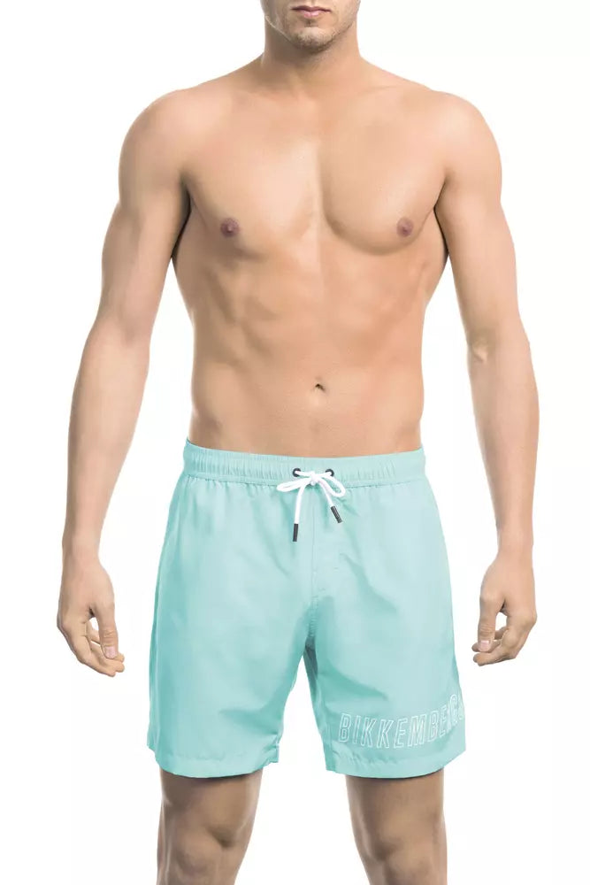 Light Blue Polyester Men Swim Short - SEHABRANDS